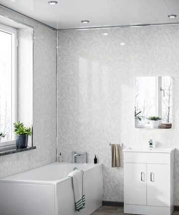 pearlescent white Wet Wall Panels 3 Sided Kit