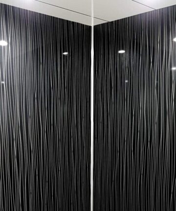 Black StringWet Wall Panels 3 Sided Kit