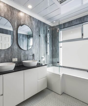 grey metallic Bathroom Cladding